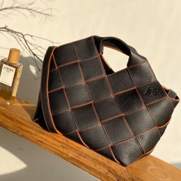 LOEWE Woven Basket Gingham Bag